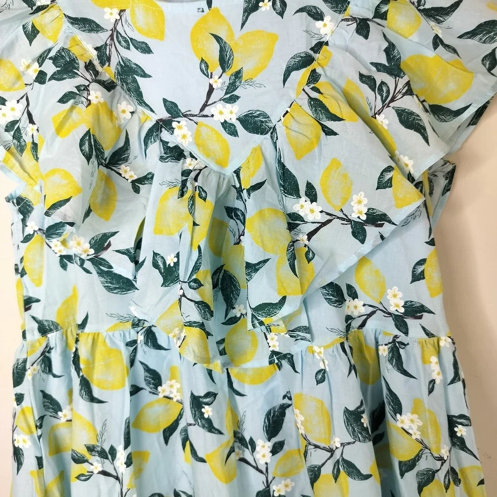 French Connection‎ Girls Dress Lemon Floral Cotton Ruffled
